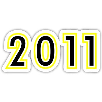 2011 Année Anniversaire - Sticker taille S (10 x 10 cm) - blanc mat - Devant