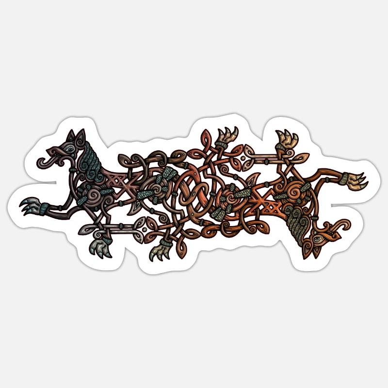 Loups vikings - Sticker taille S (10 x 10 cm) - blanc mat