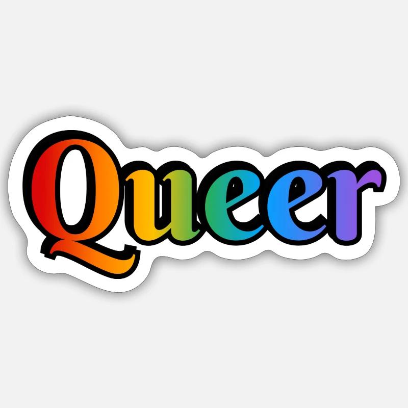 Queerer Regenbogentext Sticker Größe S (10 x 10 cm)