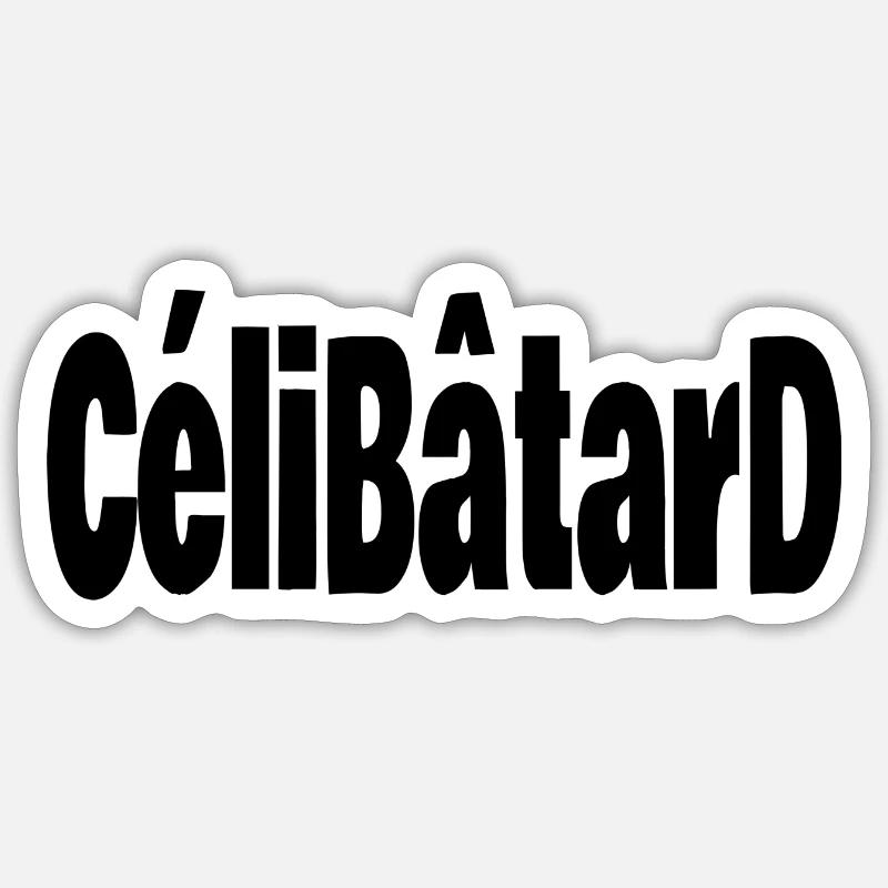 célibâtard - Sticker taille S (10 x 10 cm) - blanc mat