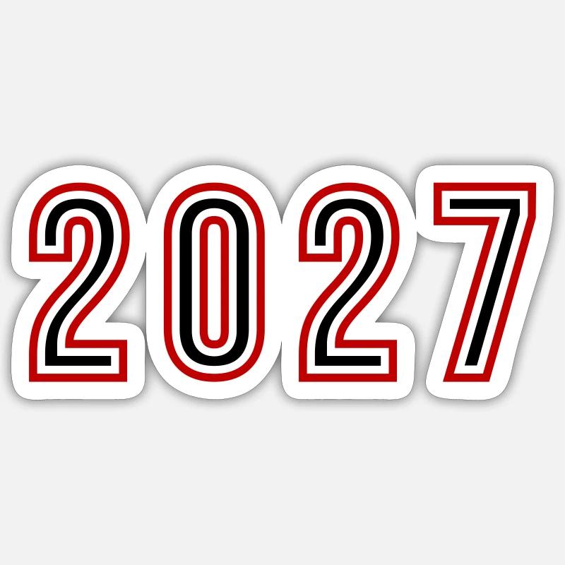 Numéro de l’année 2027 - Sticker taille S (10 x 10 cm) - blanc mat