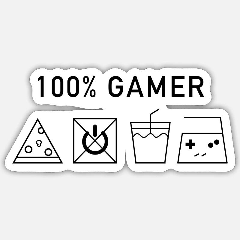 100 Gamer Version Noire Sticker taille S (10 x 10 cm)