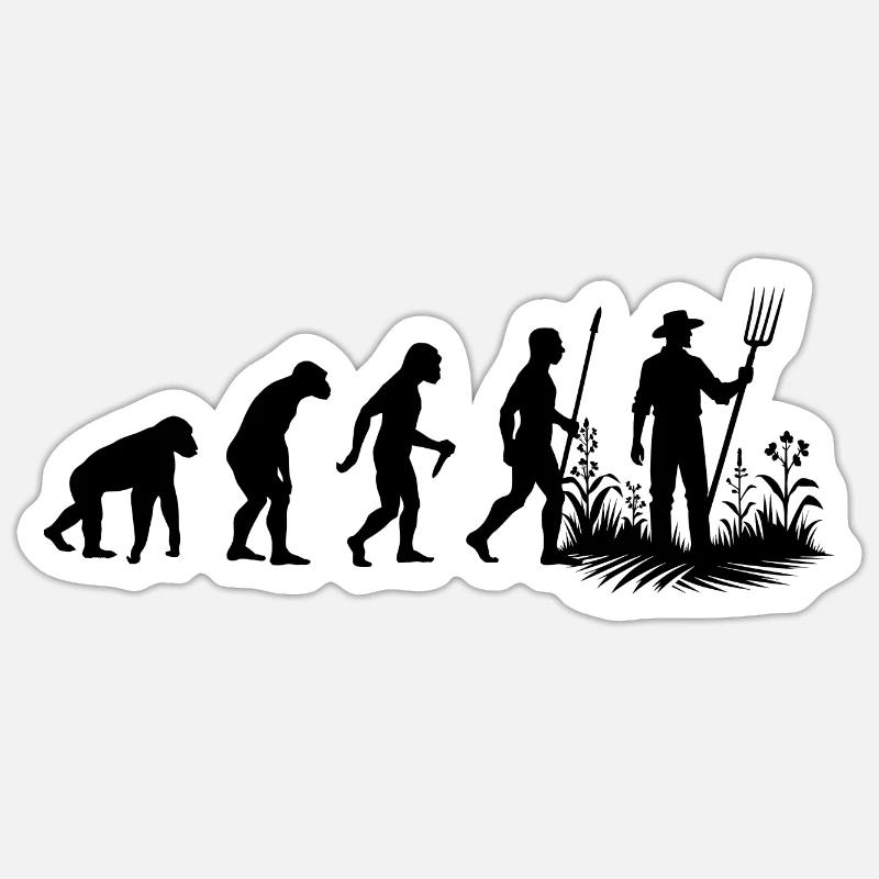 Farmer-Evolution - Sticker Größe S (10 x 10 cm) - Mattweiß