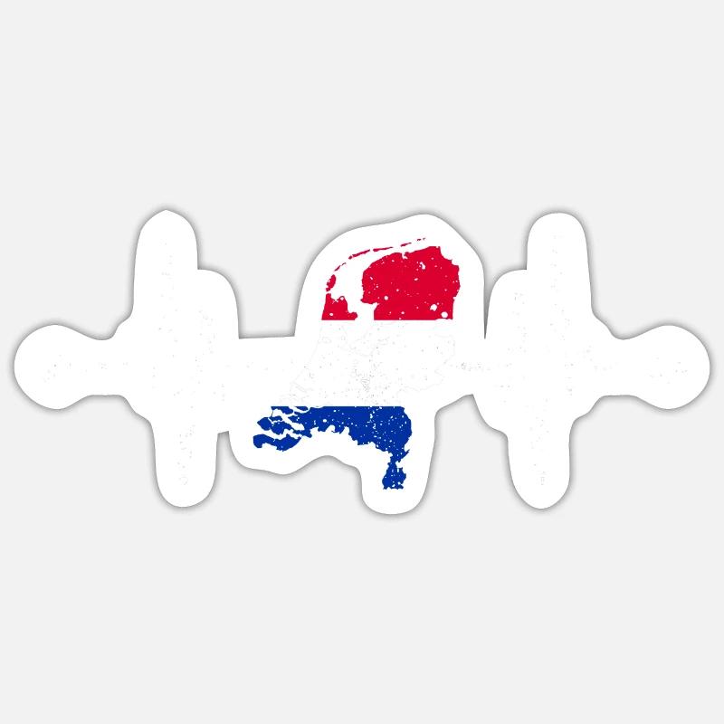Pays-Bas Pays-Bas Heartbeat Pays-Bas - Sticker taille S (10 x 10 cm) - blanc mat