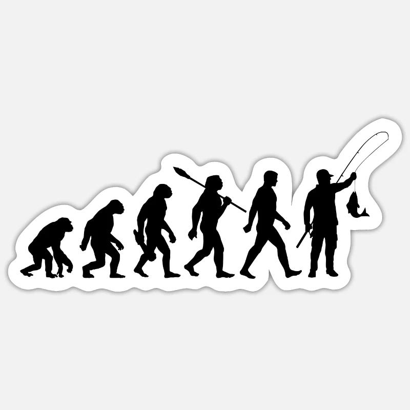 Evolution - Pêche - Pêcheurs - Pêcher Sticker taille S (10 x 10 cm)