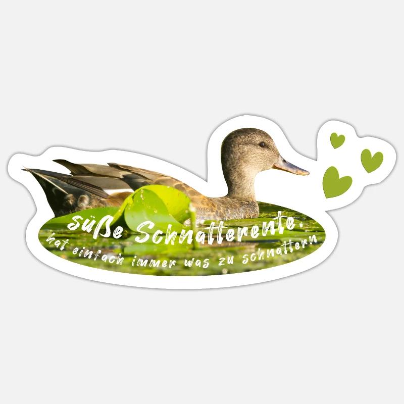 Canard chipeau, bavardage, bavardage - Sticker taille S (10 x 10 cm) - blanc mat