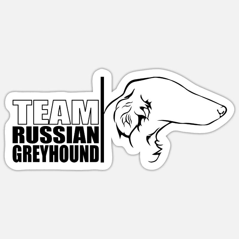 ÉQUIPE Lévrier russe Chiens Lévrier Wilsigns - Sticker taille S (10 x 10 cm) - blanc mat