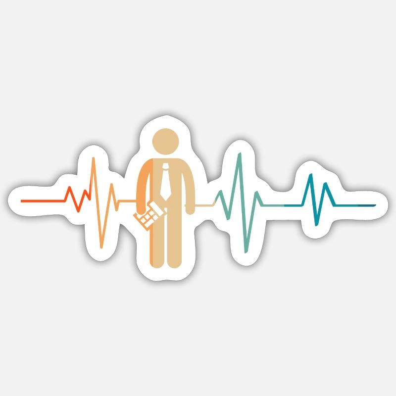 Battement de coeur rétro comptable - Sticker taille S (10 x 10 cm) - blanc mat