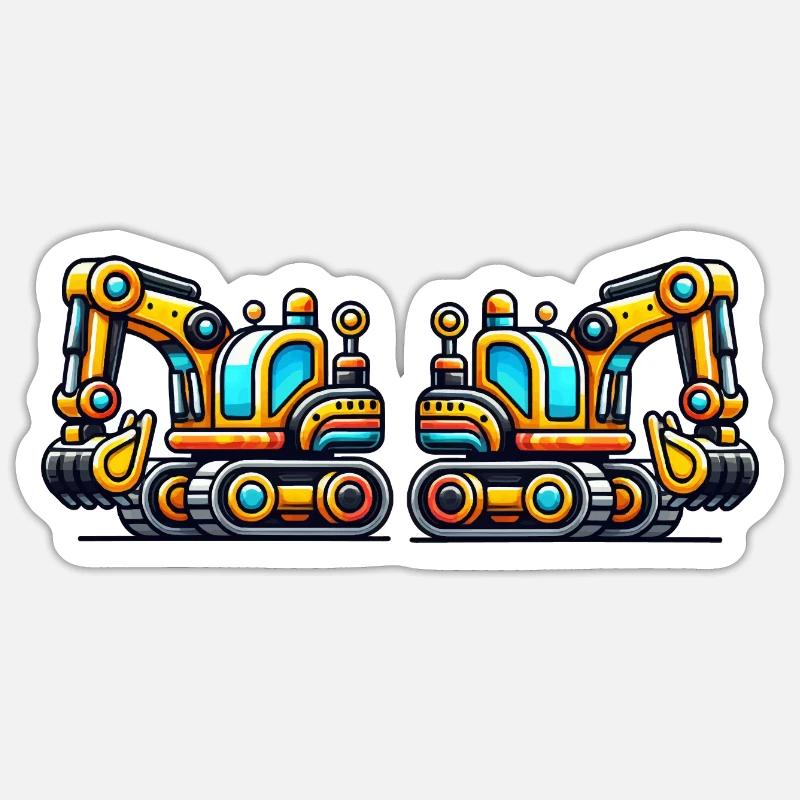 Excavator - Sticker size S (10 x 10 cm) - white matte