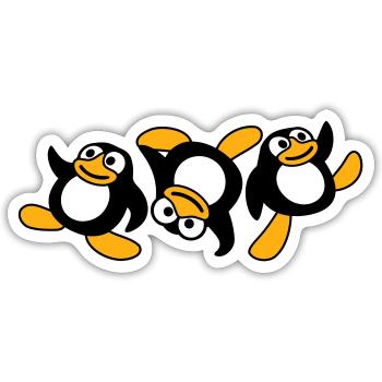 Drei Breakdance Pinguine Tanzende Party Spaß Musik - Sticker Größe S (10 x 10 cm) - Mattweiß - Vorne