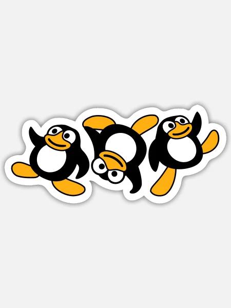 Trois pingouins breakdance Danse Fête Musique amusante - Sticker taille S (10 x 10 cm) - blanc mat
