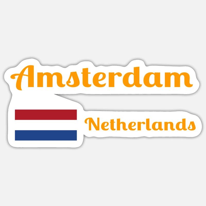 Amsterdam Netherlands- Stylish prints - Sticker size S (10 x 10 cm) - white matte