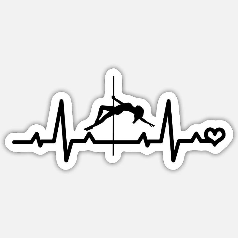 Pole dance Herzschlag Herzfrequenz Tanzen Pole EKG Sticker Größe S (10 x 10 cm)