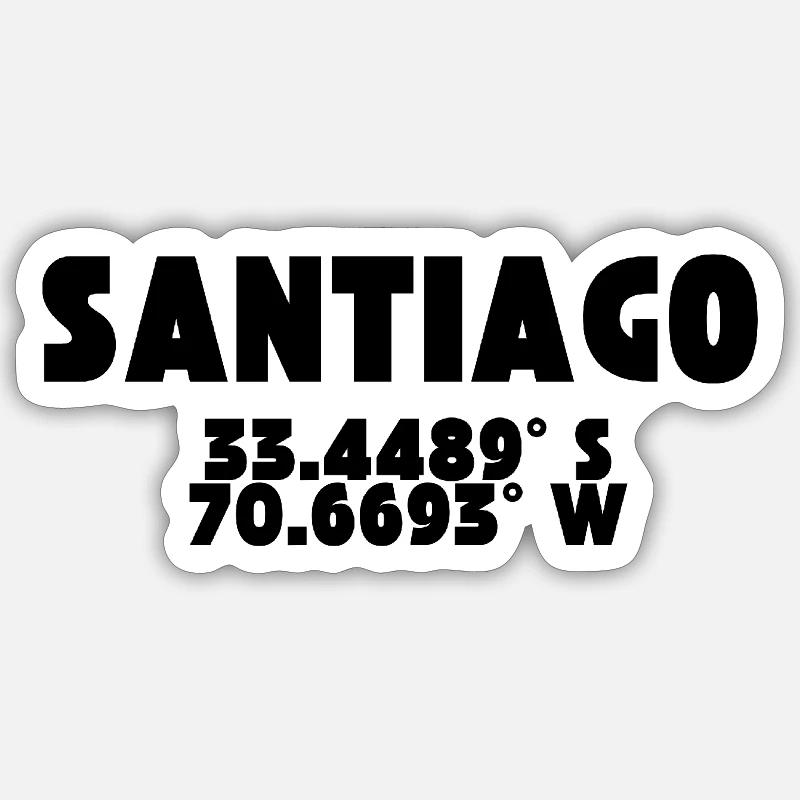 Santiago - Conception avec coordonnées Sticker taille S (10 x 10 cm)