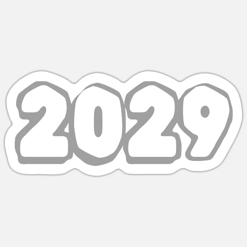 Né en 2029 - Sticker taille S (10 x 10 cm) - blanc mat