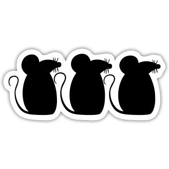 3 Mäuse Team Drei Freunde Party Crew Silhouette - Sticker Größe S (10 x 10 cm) - Mattweiß - Vorne