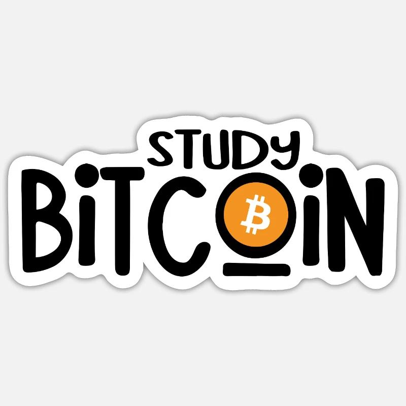 Study Bitcoin - Sticker Größe S (10 x 10 cm) - Mattweiß