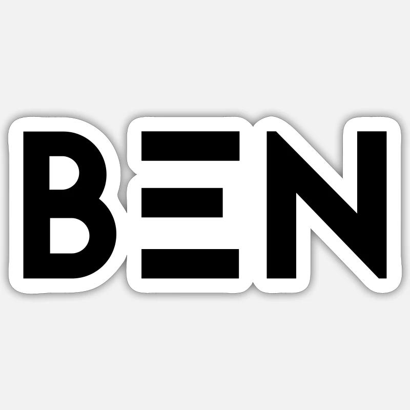 Prénom Ben - Sticker taille S (10 x 10 cm) - blanc mat