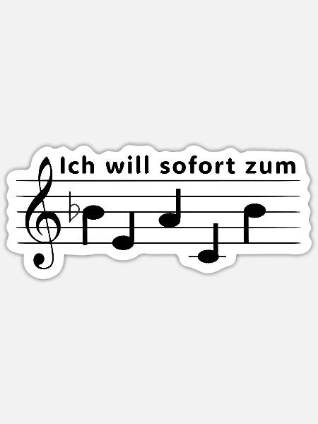 Ich will sofort zum Beach - Noten Notenschrift - Sticker Größe S (10 x 10 cm) - Mattweiß