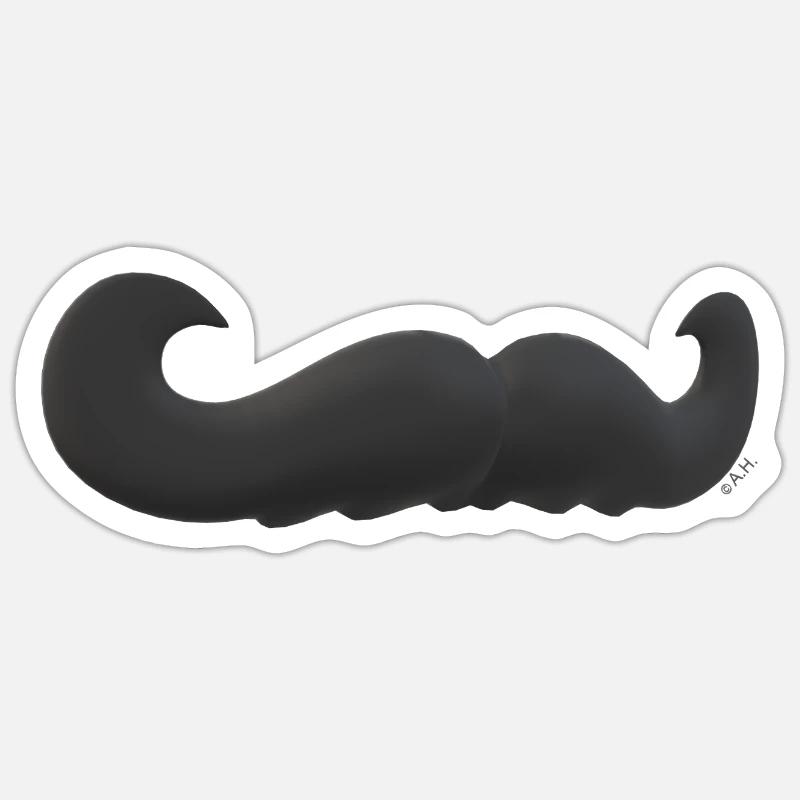 Moustache - Sticker taille S (10 x 10 cm) - blanc mat