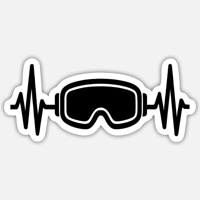 Ski Herzschlag - Sticker Größe S (10 x 10 cm) - Mattweiß