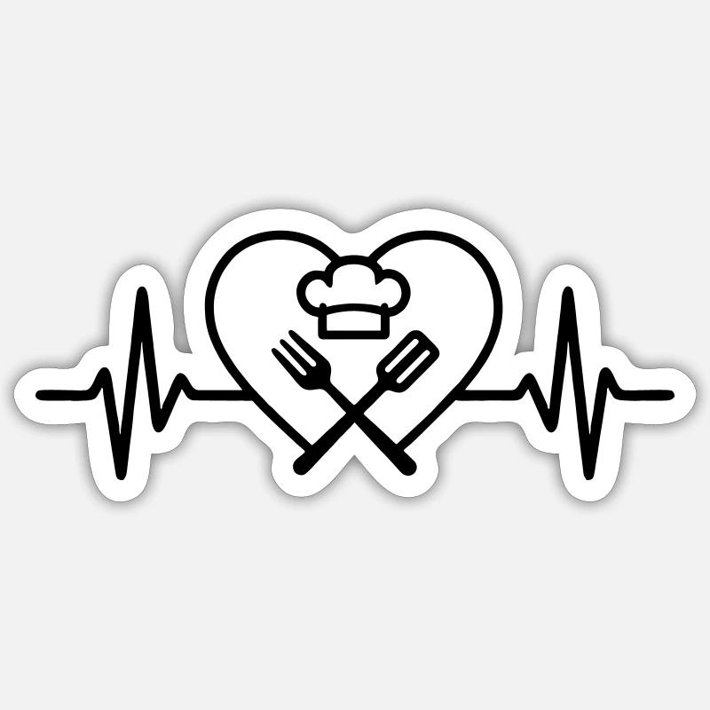 Cooking Chef Heart Sticker size S (10 x 10 cm)