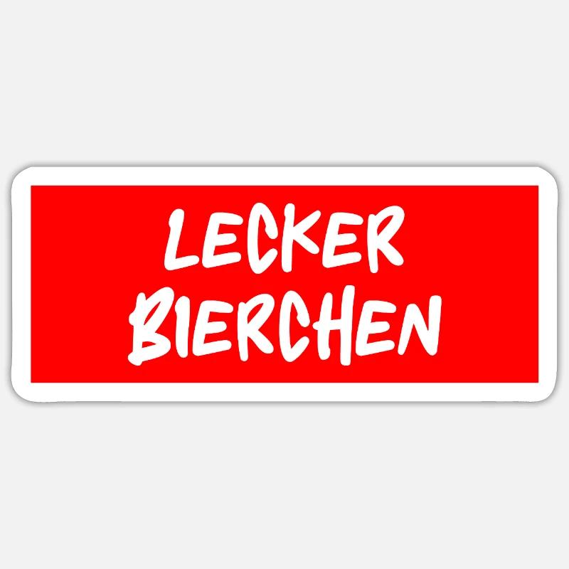 Lecker Bierchen - Deutsche Memes - Sticker Größe S (10 x 10 cm) - Mattweiß