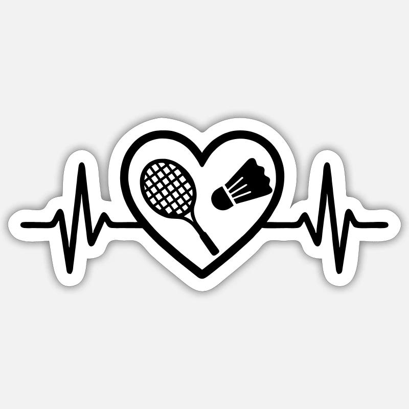Badminton Schlaeger Badminton Heart - Sticker size S (10 x 10 cm) - white matte