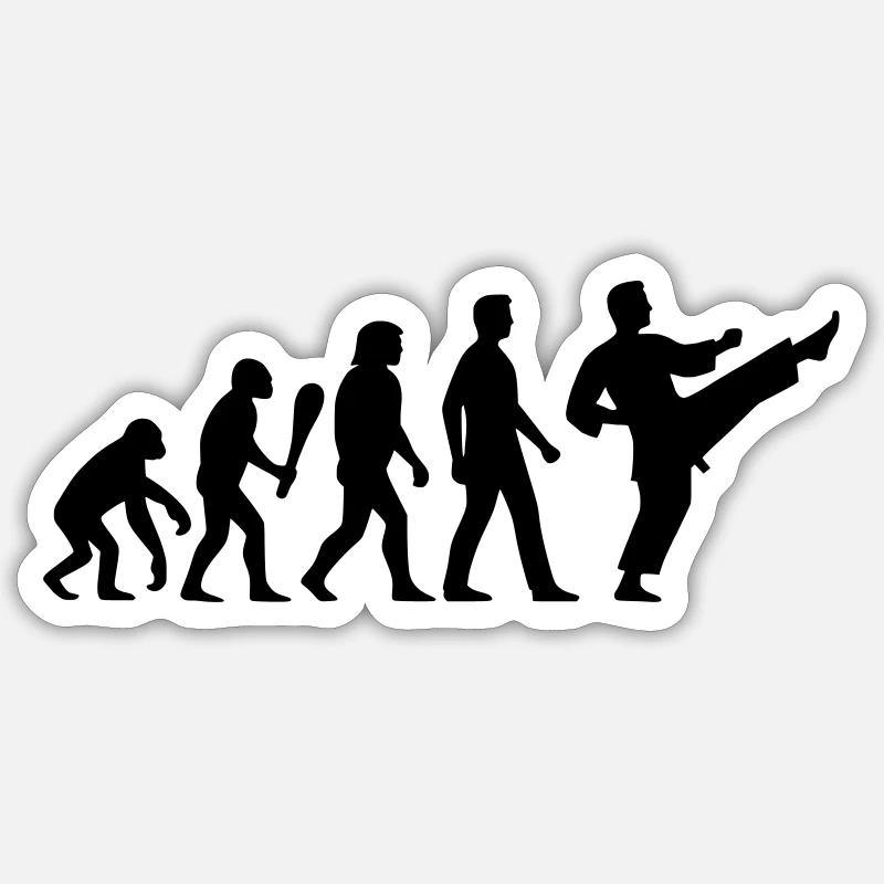 Karate Evolution - Sticker Größe S (10 x 10 cm) - Mattweiß