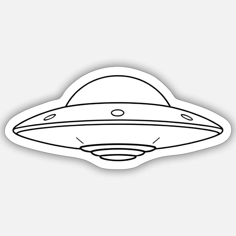 Minimalistic UFO - Sticker Größe S (10 x 10 cm) - Mattweiß