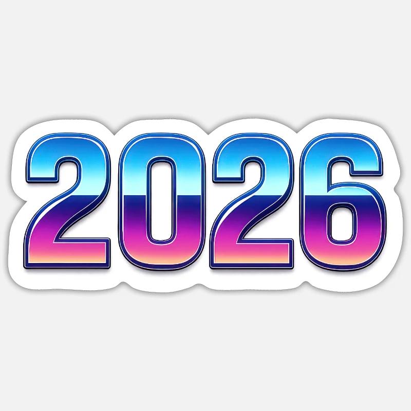 Neon 2026 Gradient Design - Sticker size S (10 x 10 cm) - white matte