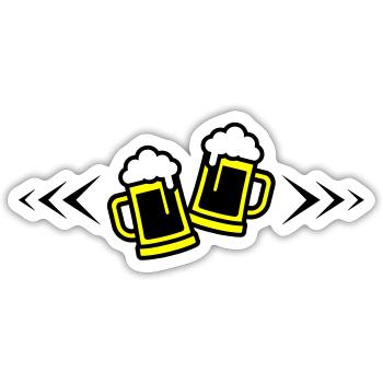 Bier Anstoßen Symbol Bierkrug - Sticker Größe S (10 x 10 cm) - Mattweiß - Vorne