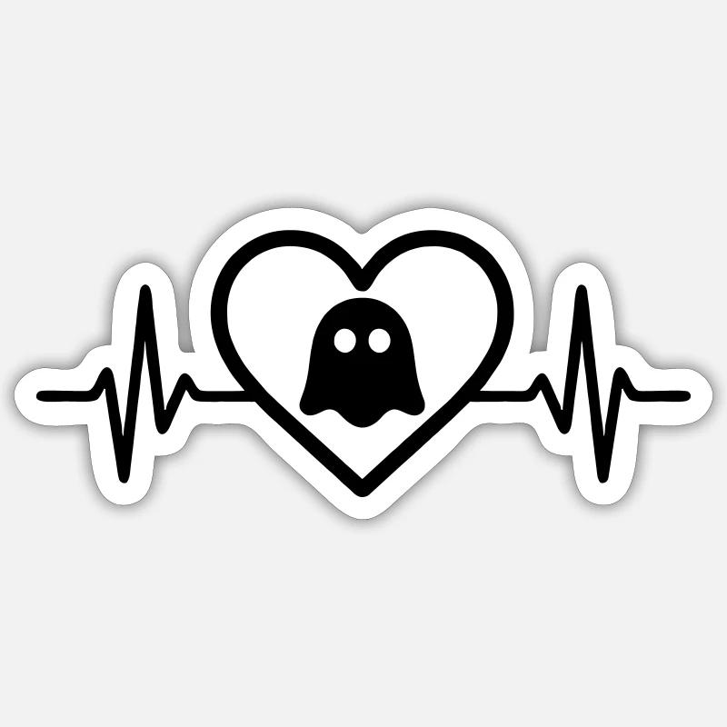 Heart Halloween Ghost - Sticker size S (10 x 10 cm) - white matte