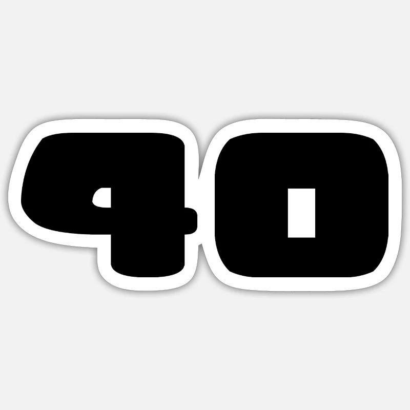 40. 40 ANS. 40e ANNIVERSAIRE. ANNIVERSAIRE 40 ANS. - Sticker taille S (10 x 10 cm) - blanc mat