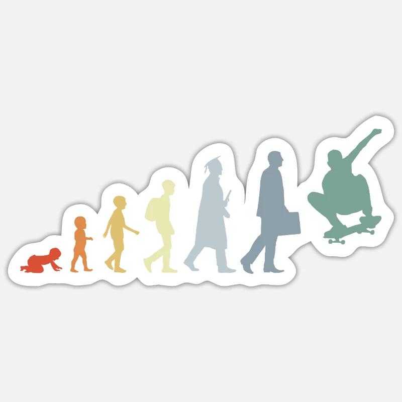 Skateboarder Evolution - Sticker size S (10 x 10 cm) - white matte
