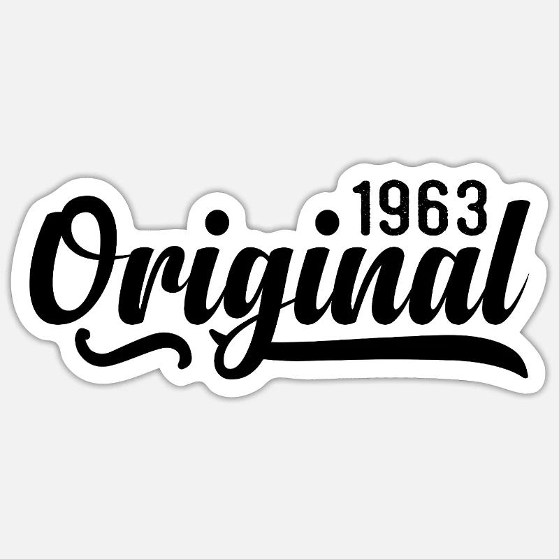 1963 anniversaire 62 ans, rétro 1963 - Sticker taille S (10 x 10 cm) - blanc mat