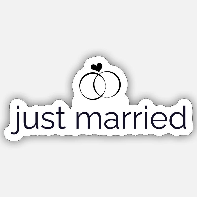 Just married - Wedding rings - Sticker size S (10 x 10 cm) - white matte