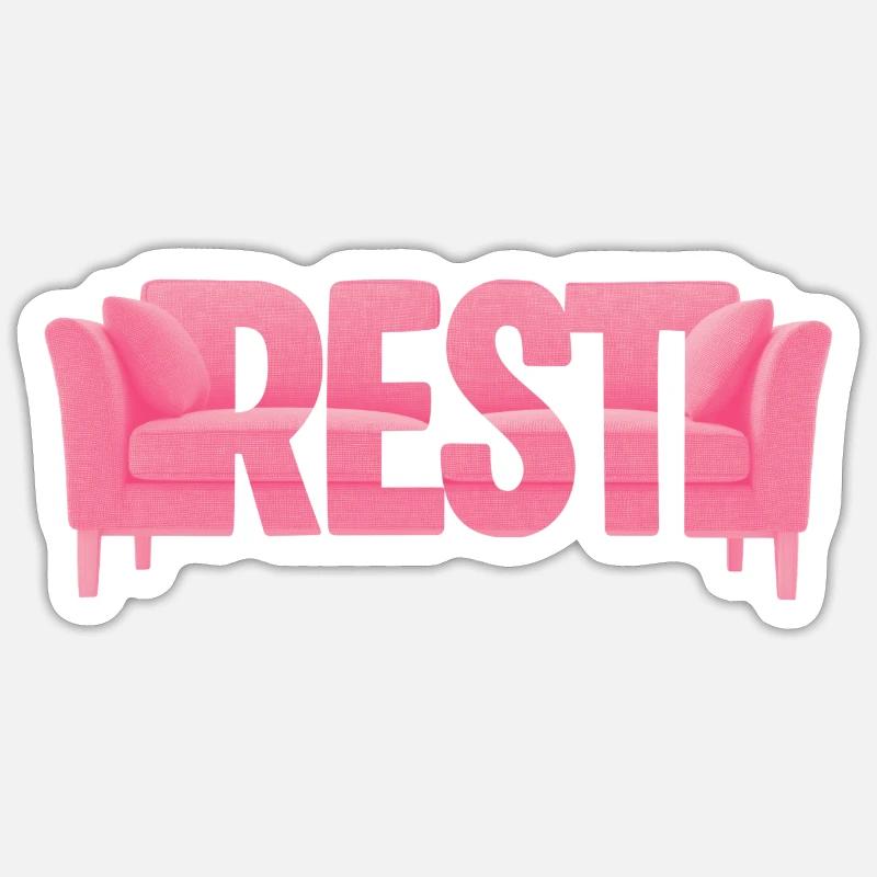 Rest Typography Sofa Pink Design Sticker size S (10 x 10 cm)