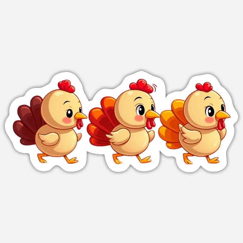 Bébé dinde de Thanksgiving - Sticker taille S (10 x 10 cm) - blanc mat