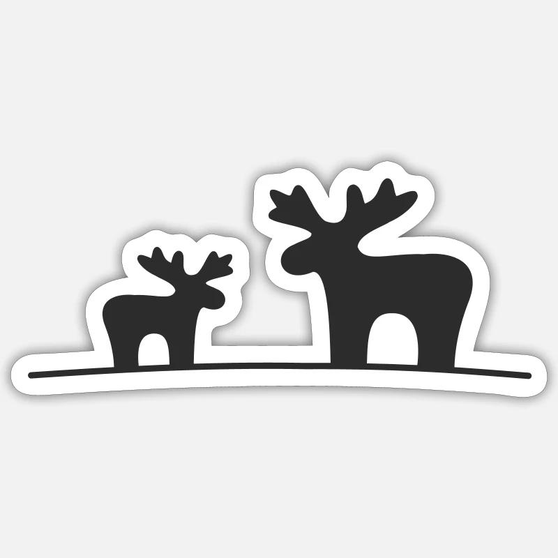 Elch Silhouette Wald - Sticker Größe S (10 x 10 cm) - Mattweiß