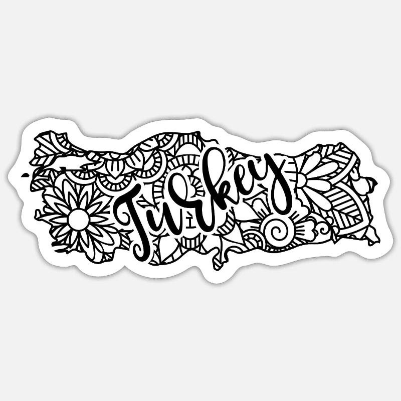 Turkey Map Mandala Istanbul Bosphorus - Sticker size S (10 x 10 cm) - white matte