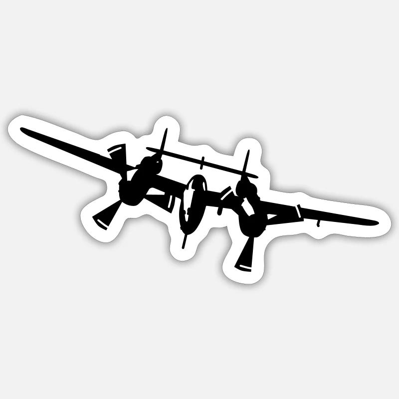 P-38 - Sticker size S (10 x 10 cm) - white matte