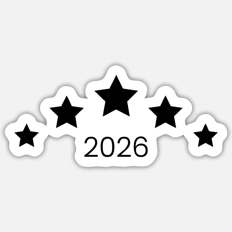 2026 symbol sterne - Sticker Größe S (10 x 10 cm) - Mattweiß