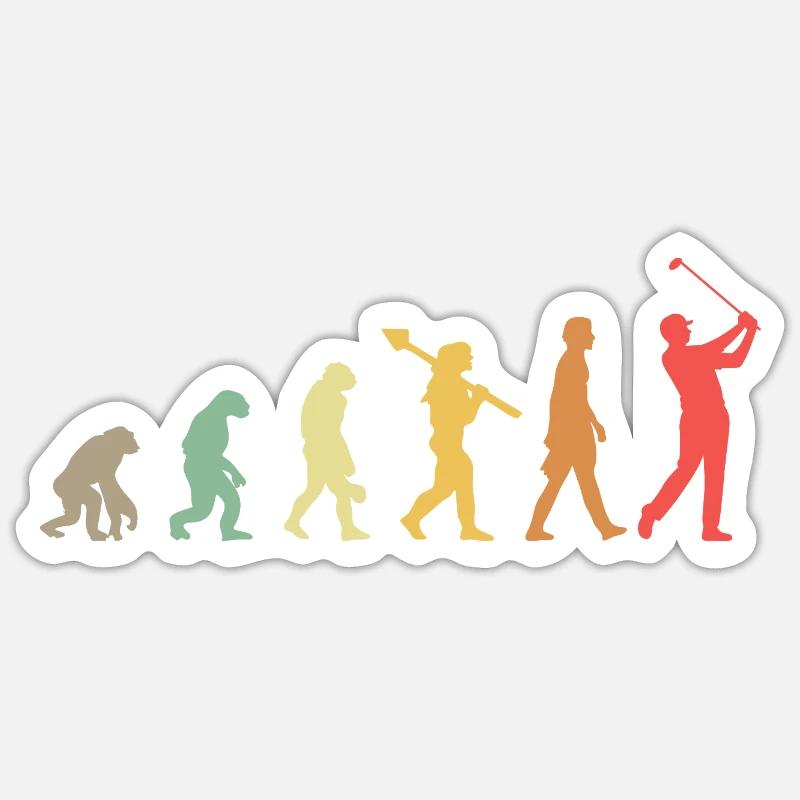 Golf Golfer Golfplatz Golfspieler Evolution - Sticker Größe S (10 x 10 cm) - Mattweiß