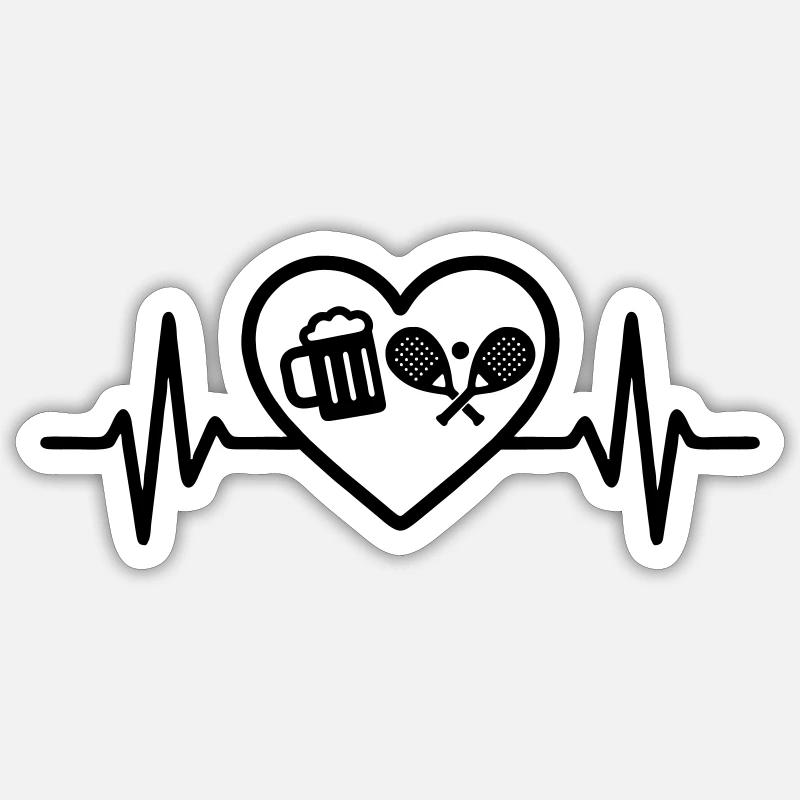 Herz Padel Bier - Sticker Größe S (10 x 10 cm) - Mattweiß