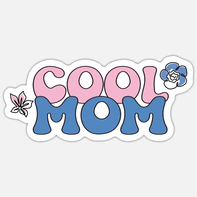Maman cool - Sticker taille S (10 x 10 cm) - blanc mat