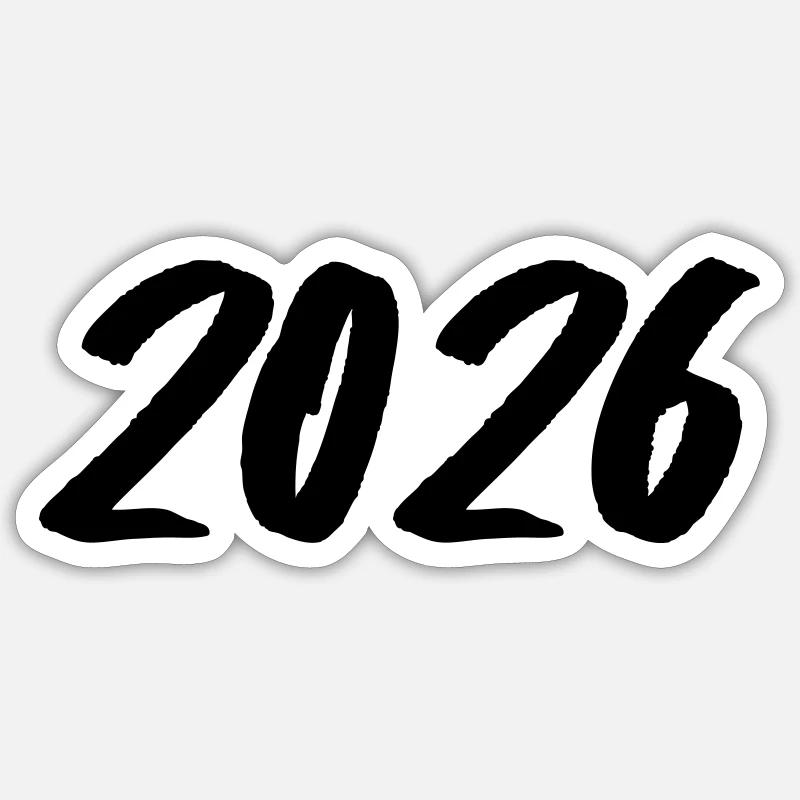 Coup de pinceau année 2026 - Sticker taille S (10 x 10 cm) - blanc mat