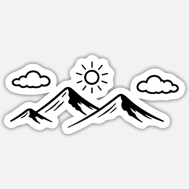Berge Symbol - Sticker Größe S (10 x 10 cm) - Mattweiß