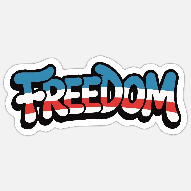 Freedom Typografie Statement Design - Sticker Größe S (10 x 10 cm) - Mattweiß