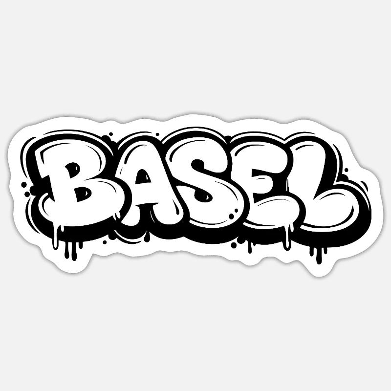 Basel Bubble Graffiti - Sticker Größe S (10 x 10 cm) - Mattweiß